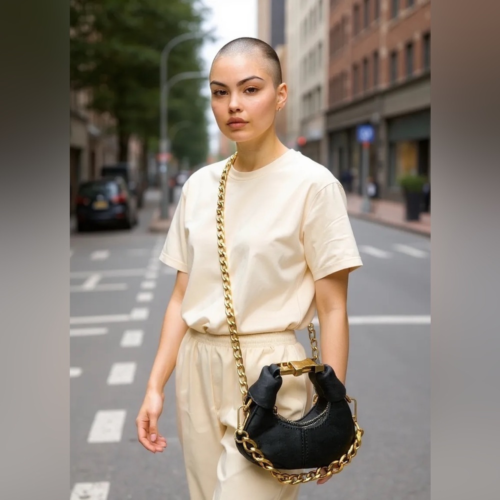 BLACK Mini Bag with Chunky Chain - Picture 7 of 7